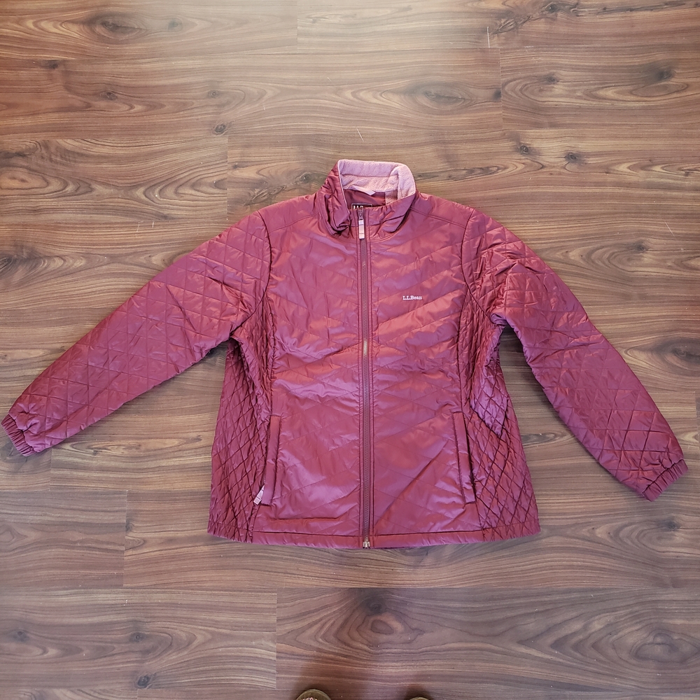 2X L.L. Bean Women's Full Zip Quilted Primaloft Jacket - Burgundy / Rose
